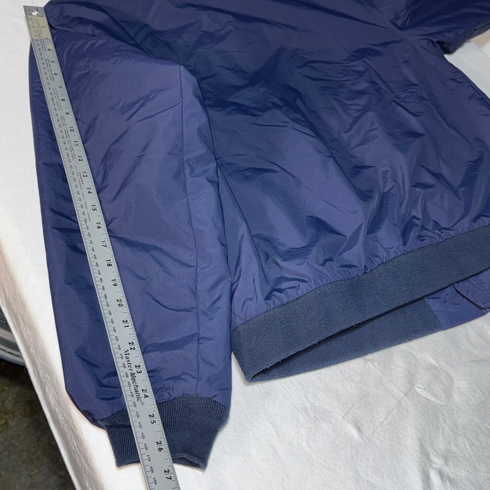 LL Bean Warm-Up Jacket Mens XL Navy Blue Fleece Lined Nylon Bomber Pocket 205107 - Picture 6 of 10